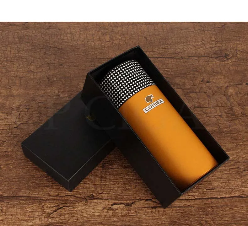 COHIBA сигары трубки путешествия Humidor коробка кожа портативный портсигар чехол из кедра деревянная коробка для сигар W/Humidor увлажнитель сигары гигрометр