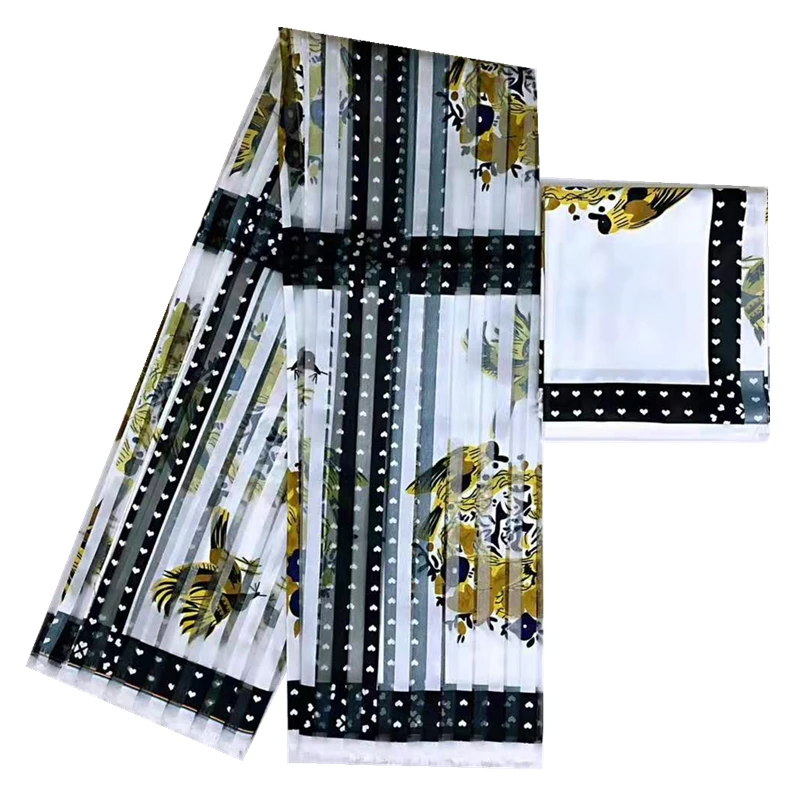 Высокое качество цифровой печатный воск дизайн Африканский атлас Ткань Органза Шелковый узор атласная шелковая ткань для белого цвета вечернее платье