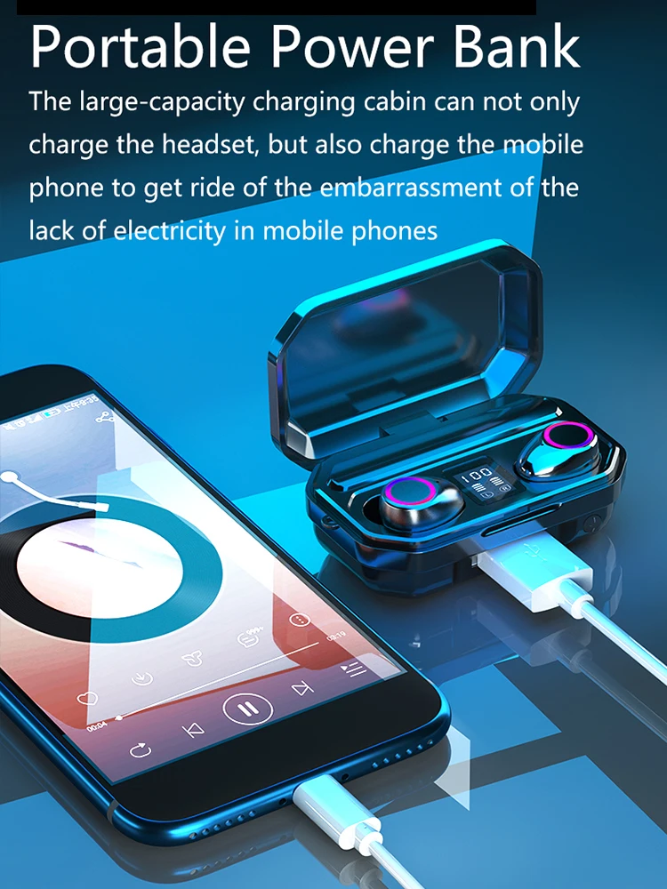 Wireless Bluetooth Headphones Earphone Touch Control Sports Waterproof Earphone Headsets with Microphone Music Earbuds For Phone