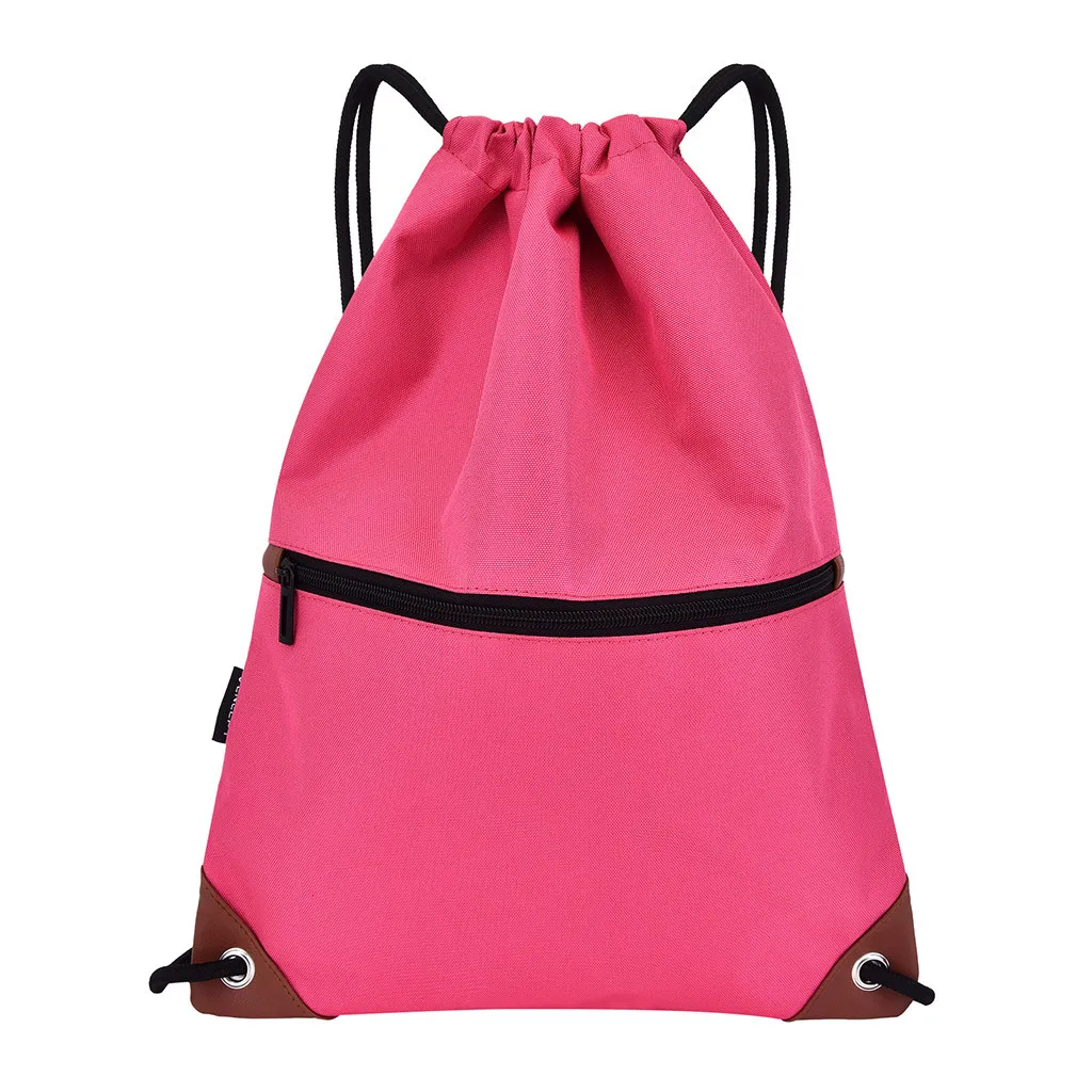 Hot Pink Рюкзак Женский школьный рюкзак модный унисекс водонепроницаемый однотонный комплект веревок спортивный рюкзак школьные сумки дропшиппинг - Цвет: Hot Pink