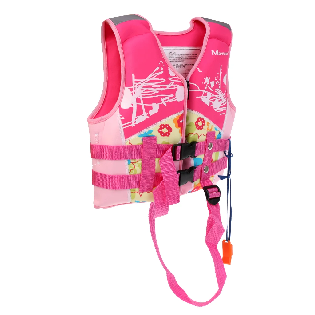 Pink/Blue 33-55lbs Weight Kids Buoyancy Life Jackets Vest with Whistle & Reflective Strip for Water Sports Swimming Boating