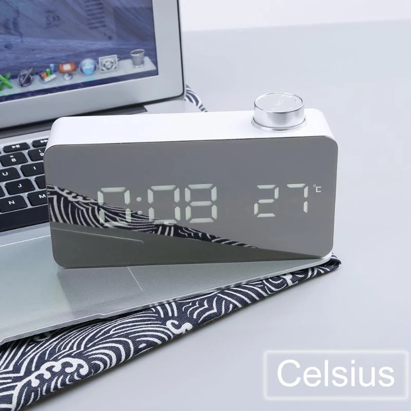 New-TS-S51 LED Mirror Alarm Clock Multifunction Digital Electronic with Temperature