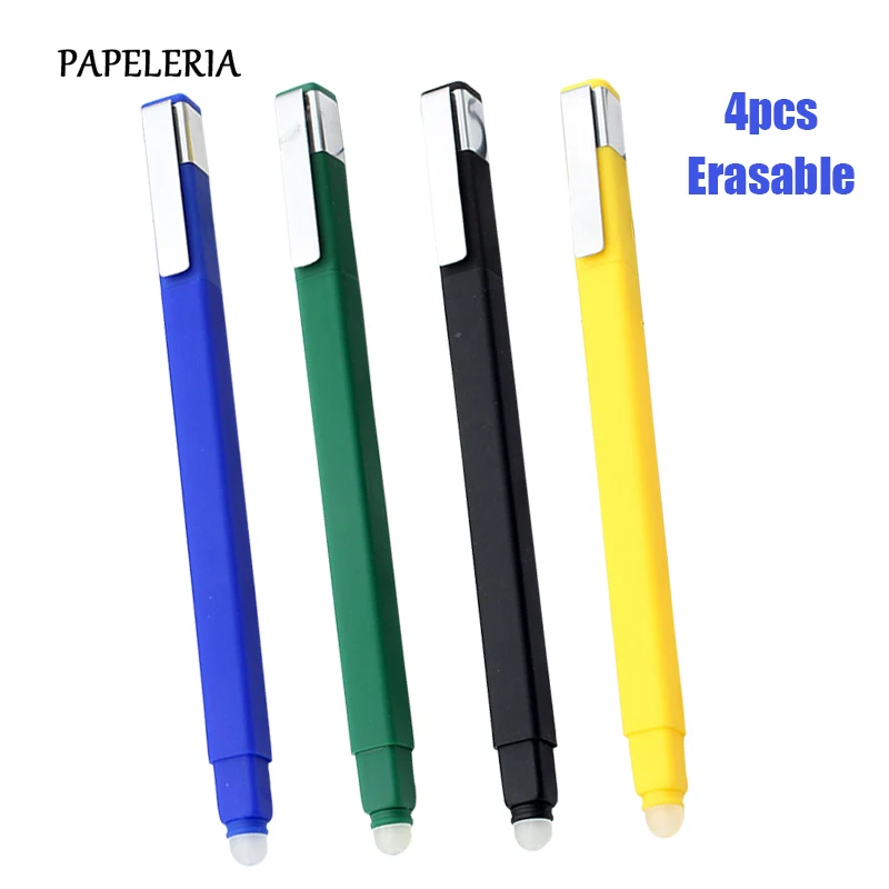 

4Pcs/Lot Erasable Gel Pen Set 0.5mm Bullet Point Erasable Pen Refill Black Blue Ink For Office School Writing Tool Stationery