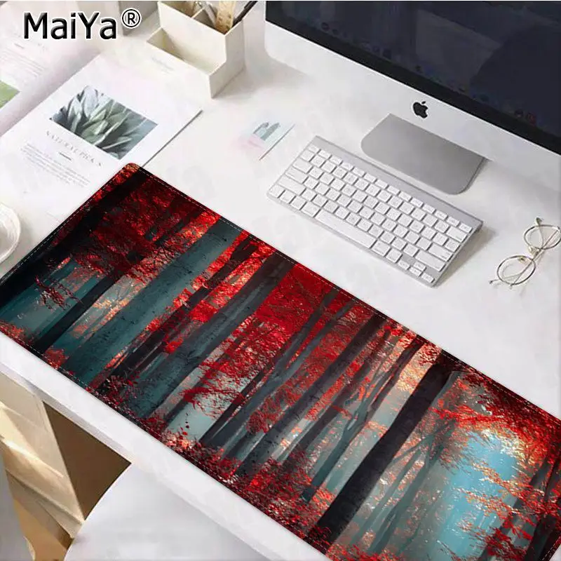 Lock Edge 40X90cm Игровой коврик для мыши Maiya Landscape Tree из натурального каучука, Настольный коврик, версия скорости/управления, большой игровой коврик для мыши - Цвет: Lock Edge 40X90cm