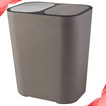 

1pc Classified Dustbin Wet and Dry Classified Waste Bin Creative Trash Can Garbage Can Plastic Rubbish Container (Grey)