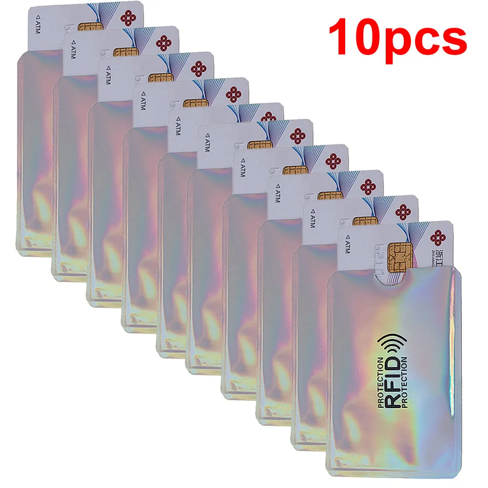 Анти Rfid кошелек Блокировка ридер замок банк держатель для карт Id банковский Чехол для карт металлический держатель для кредитных NFC алюминий 6*9,3 см - Цвет: 10pcs