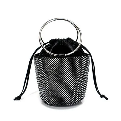 SEKUSA, дизайн, женские вечерние сумки, стразы, сумка-мешок, Дамский клатч, кошелек, дамские сумочки - Цвет: YM1768black