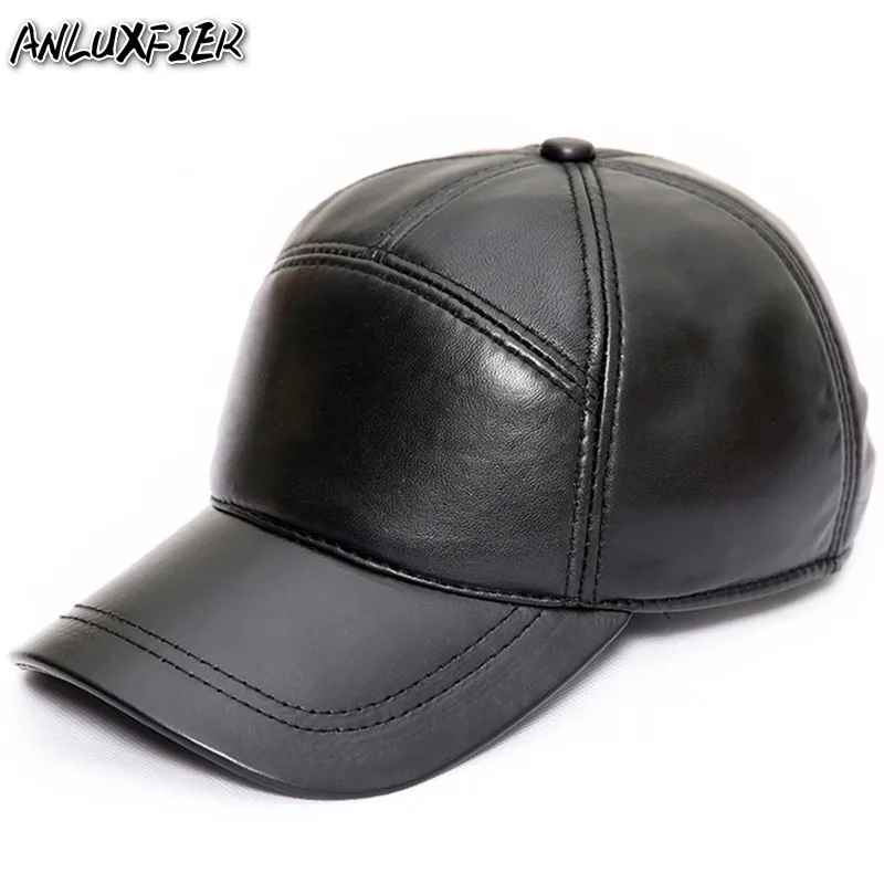 

B-8651 Adult 100% Genuine Leather Hat Men's Autumn and Winter Sheepskin Baseball Cap Outdoor Leisure Ear Protection Hat Adjust