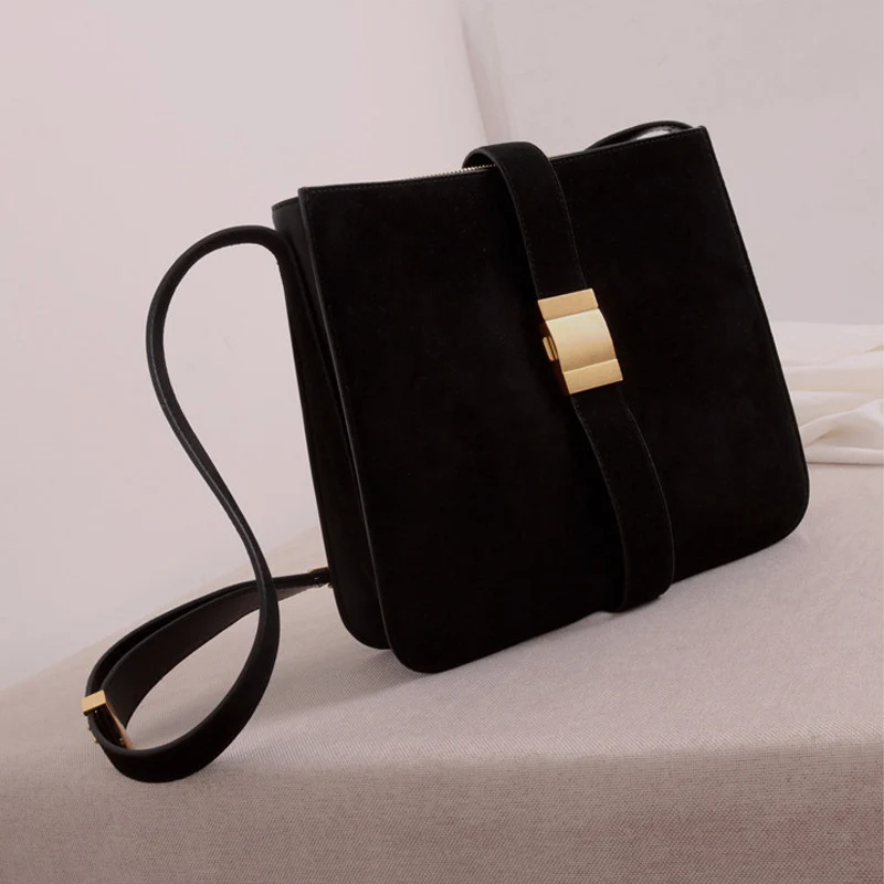 Роскошная сумка на плечо из натуральной кожи, Женская Высококачественная сумка через плечо, брендовая модная женская сумка с откидной застежкой - Цвет: Matte-black