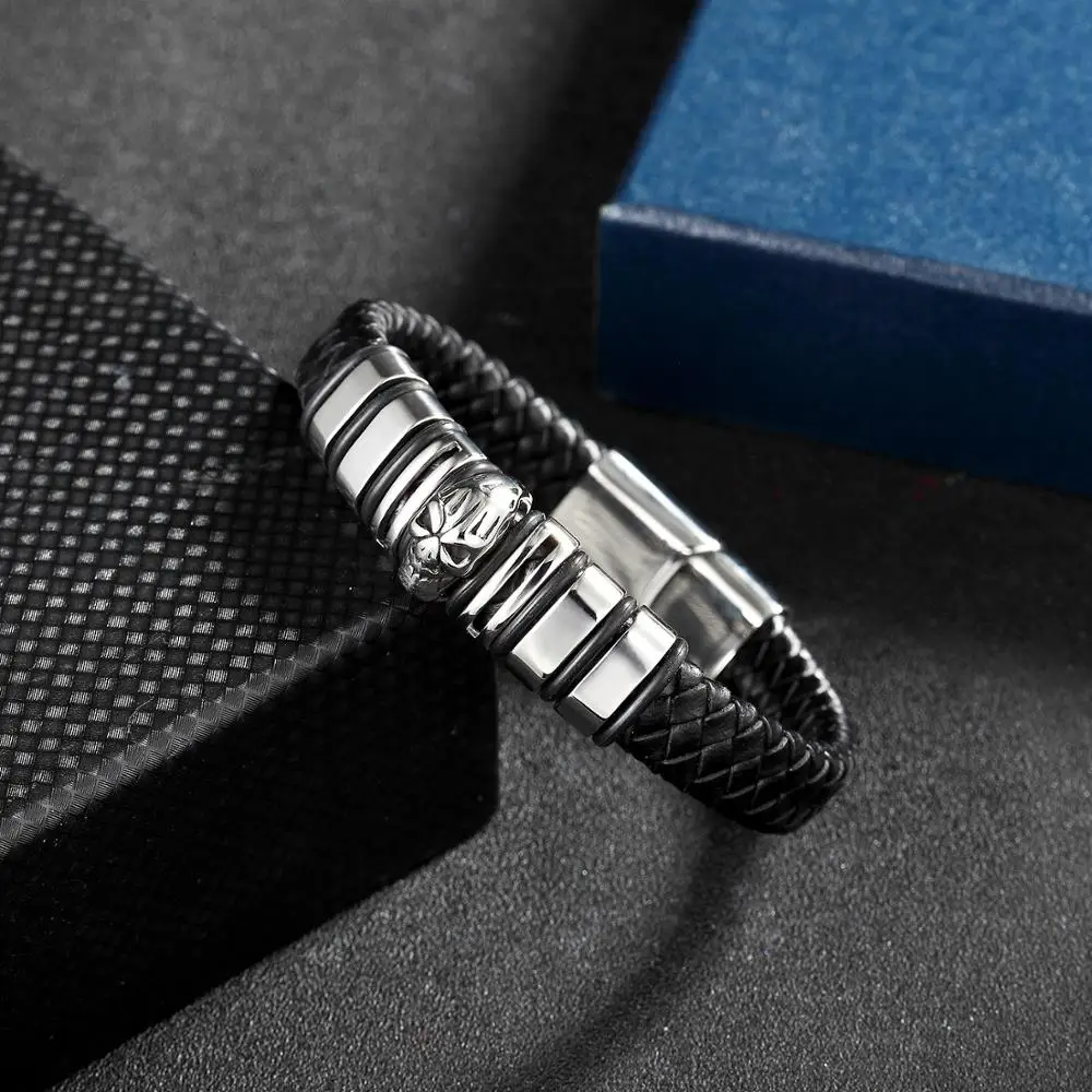 Domineering Ghost Bone из нержавеющей стальной кожаный браслет мужской кожаный браслет ювелирные изделия мужской браслет памятный подарок