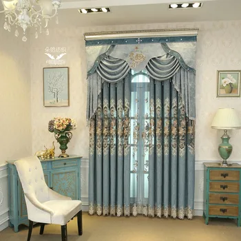 

Custom Chinese High-end for Living Room Bedroom Curtain Chenille Hollow Water-soluble Embroidered Rope Embroidered Curtain
