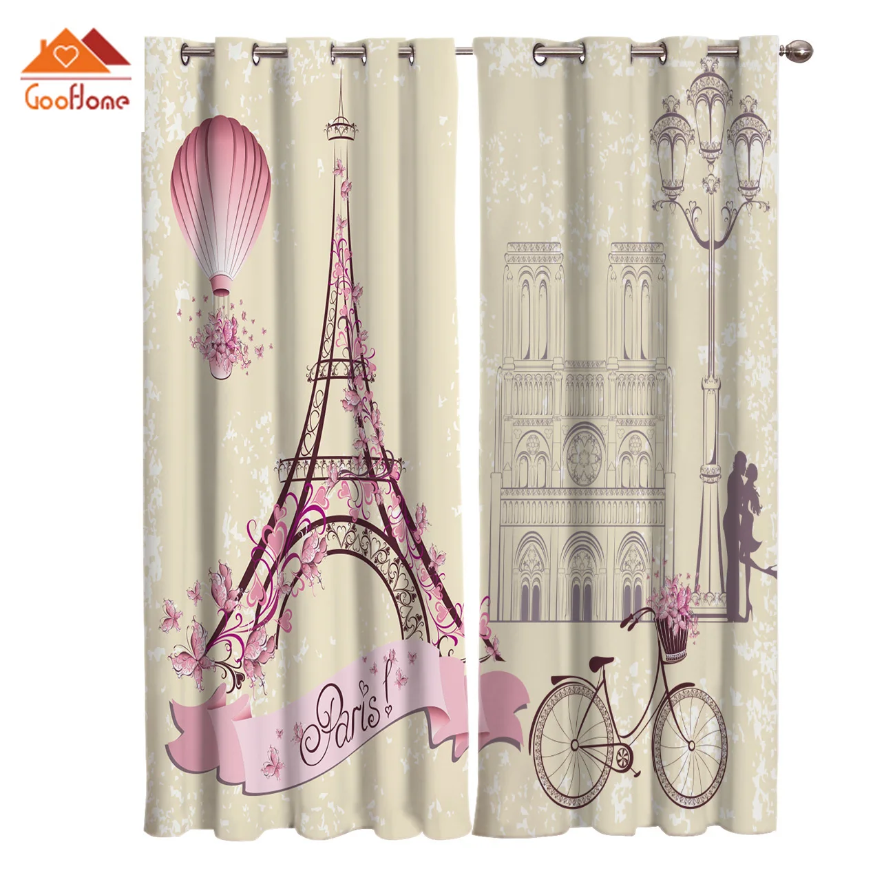 Cortinas de ventana de la torre francesa de París para sala de estar,  cortina de tela para exteriores, decoración del hogar - AliExpress Hogar y  jardín