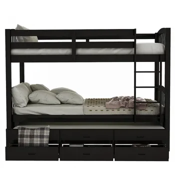 

Bunk Bed 120/150CM Multifunctional Single Dormitory Loft Home Bedroom Adult Teenage High Nap Bed 2 layers Twin Bed Wood Frame