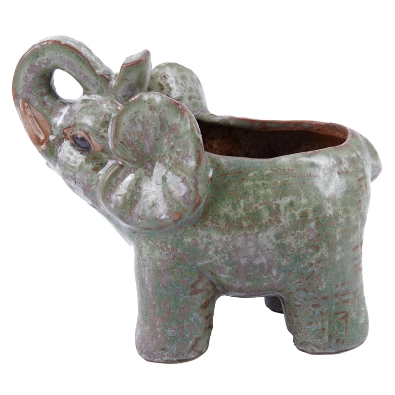 Ceramic Mini Elephant Cacti Succulent Plant Pot Flower Planter Garden Home Decor