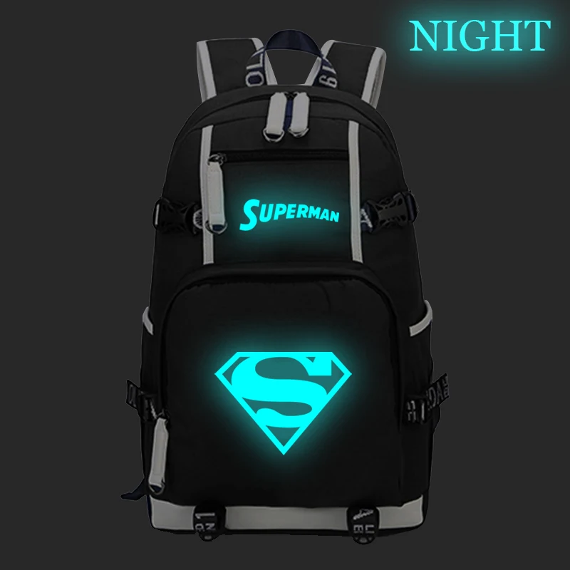 

Fashion Cool Superman Luminous School Bags Student Large Capacity Backpack Children Kid Casual Backpack Boys Girls Backpack