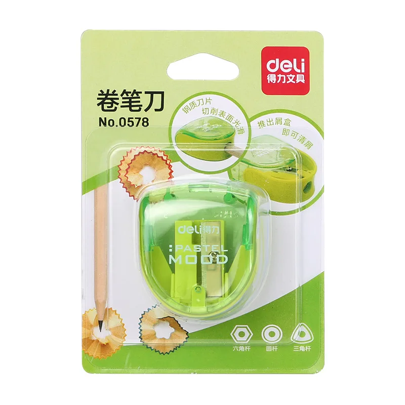 Deli 0578 Penknife Pencil Sharpener Candy-Colored Pencil Sharpener Four Colors Pencil Shapper New Packaging