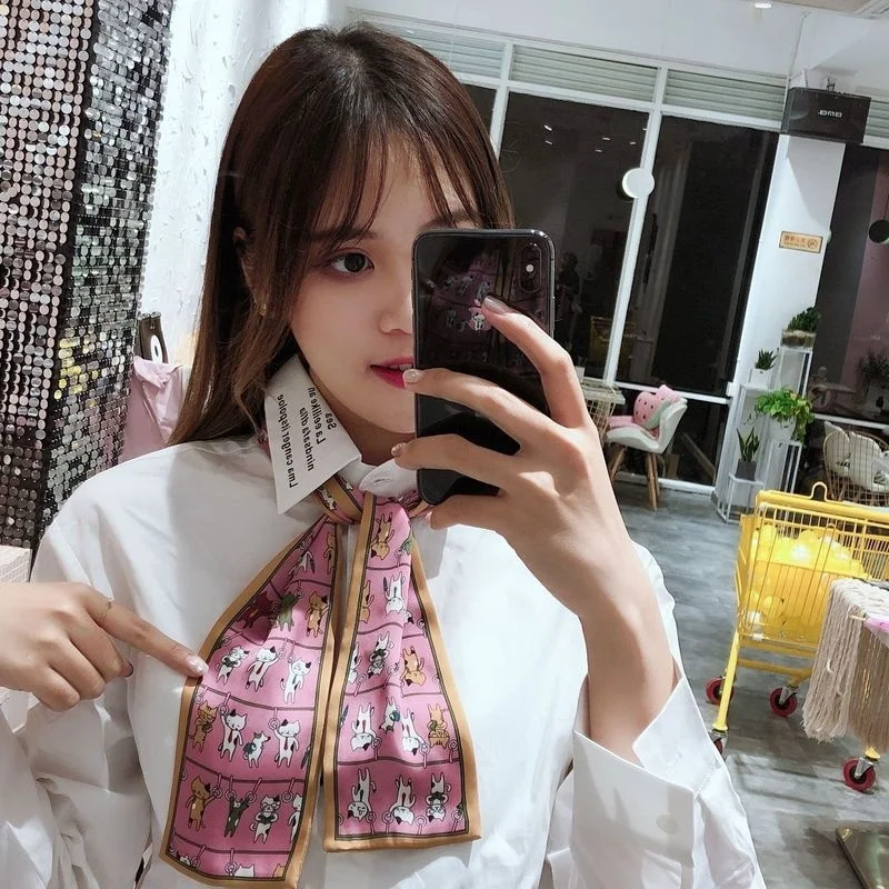 Foulard En Soie Imprime Chat Chaton Pour Femmes Echarpe Enveloppante Chaude Aliexpress