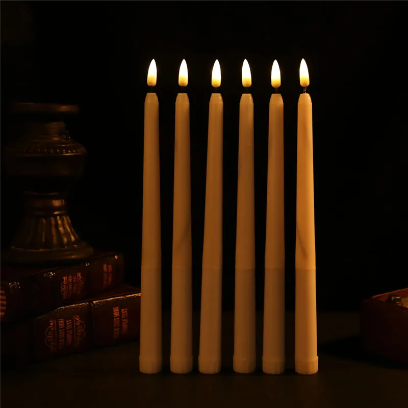 warm white light Набор из 24 желтых мерцающих свечей для аккумулятора, 28 см Янтарный светодиодный беспламенный электронный канделстрик для окон вечерние, праздничные - Цвет: warm white light