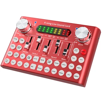 

F8 Aluminium Alloy External Intelligent Bluetooth Dual Channel Computer Karaoke Digital Live Audio Mixer Sound Card Set