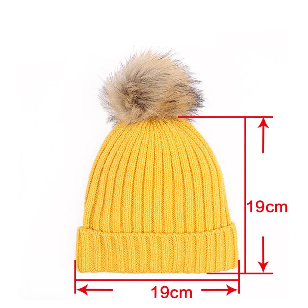 Beanie Hat baby зимняя теплая Кепки Шапки для новорожденных, младенцев, для маленьких мальчиков и девочек трикотажные вязанная шерстяная шапка бини с помпонами Теплая Зимняя кепка