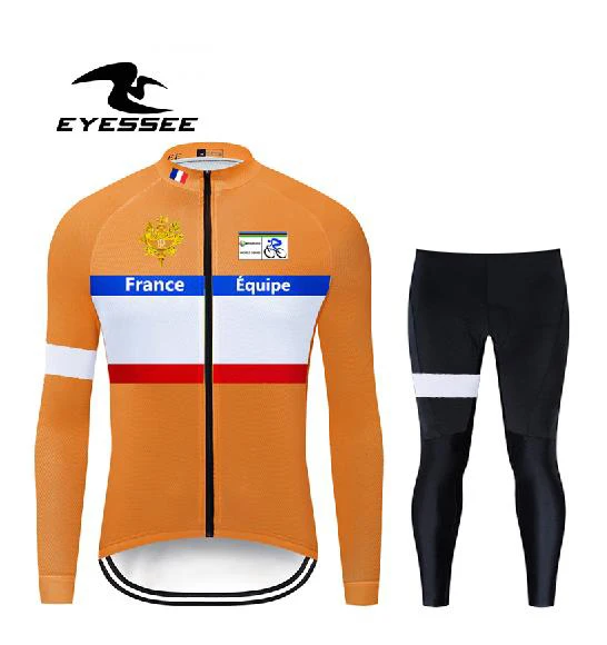 EYESSEE, новая версия, Франция, одежда для велоспорта, осень, для мужчин, велосипед, Джерси, костюм, одежда для велоспорта, с длинными рукавами, для велоспорта, Джерси, костюм - Цвет: Long suit