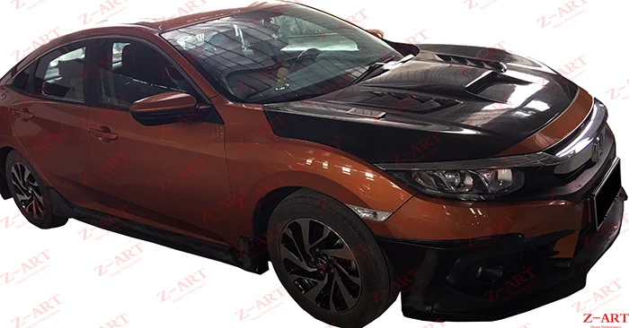 Z ART капот двигателя из углеродного волокна для Honda Civic 2016 2019 крышка FC5 FK8 2019|Обвесы| |