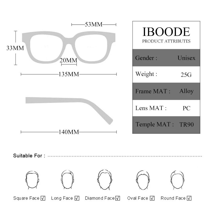 IBOODE женские мужские очки для чтения металлическая полуоправа пресбиопические очки Женские Мужские квадратные полуоправы очки для дальнозоркости