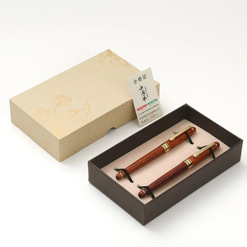 

2pcs/box 0.5mm Gold Clip Red Rollerball Pen and Fountain Pens Best Christmas Gift for Friends Families Students Stationery