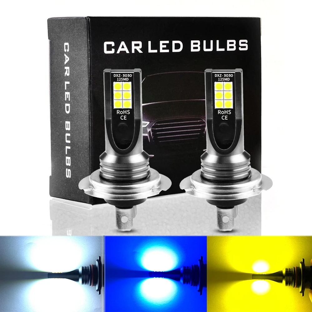 Bombilla LED superbrillante para coche, luces antiniebla de 12V, amarillo y  blanco, H4, H1, H3, H7, H8, H11, 9005, HB3, 9006, HB4, 3030SMD, 2 piezas -  AliExpress