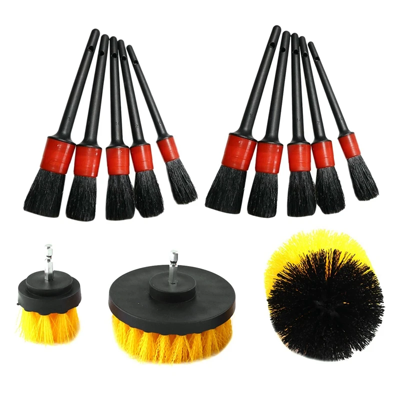 3PC Electric Drill Brush Tile Grout Power Scrubber Cleaning with 10PC Car Detail Wash Auto Detailing Kit |