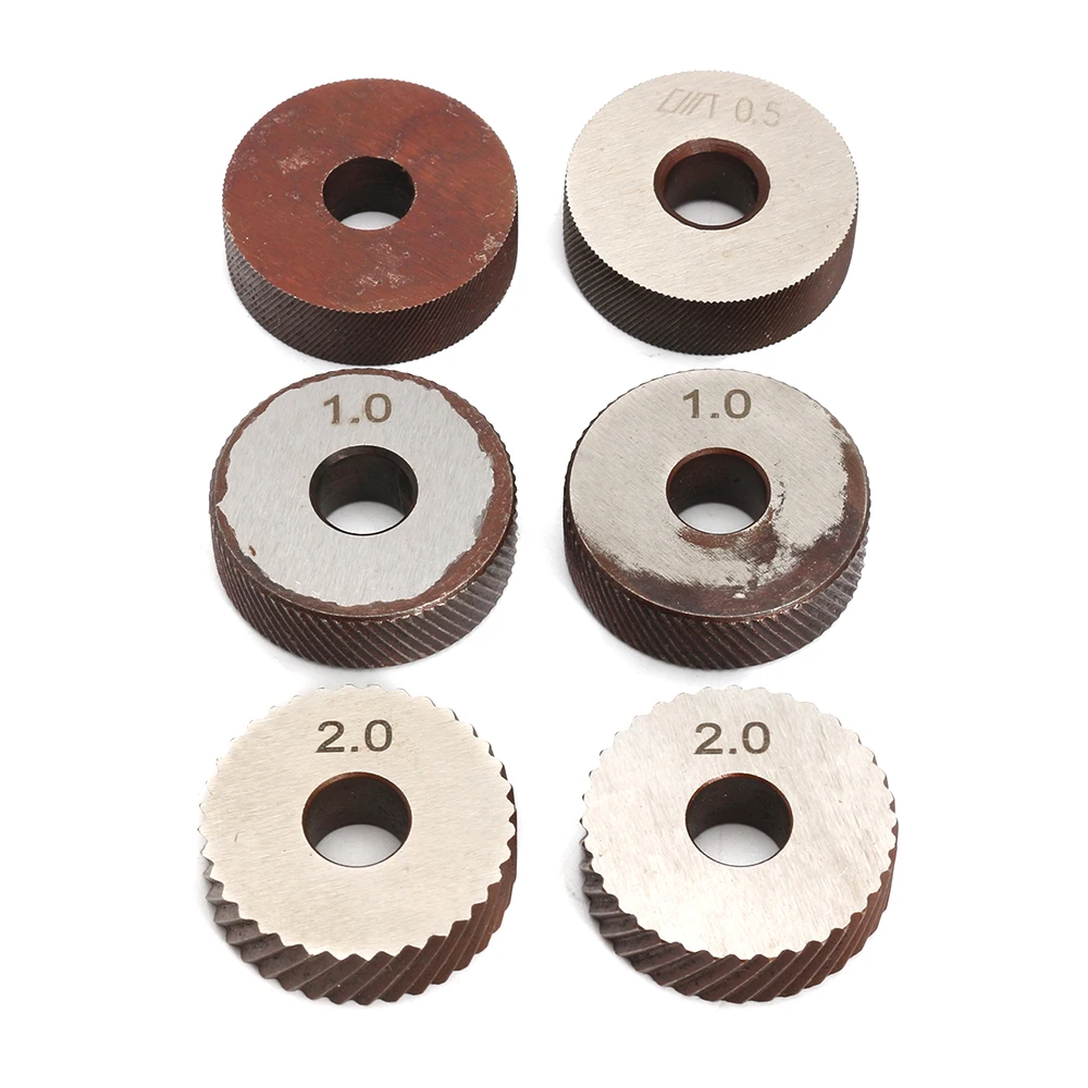  7pcs Steel Dual Wheel Knurling Tool Set with Diagonal Linear Knurl Wheel 0.5mm 1mm 2mm Pitch Linear