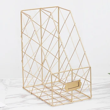 

Holder Office Magazine Practical Desktop Home Iron Grid Stand Hollowed Out Storage Rack File Management Books Organizer Shelf