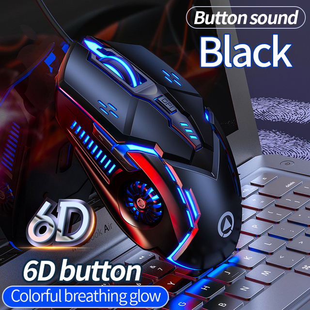 Gaming Mouse Wired Silent Competitive Wheel Mechanical  Mode Game 6 Key 4DPI Colorful Lamp Mause For Laptop Computer Office