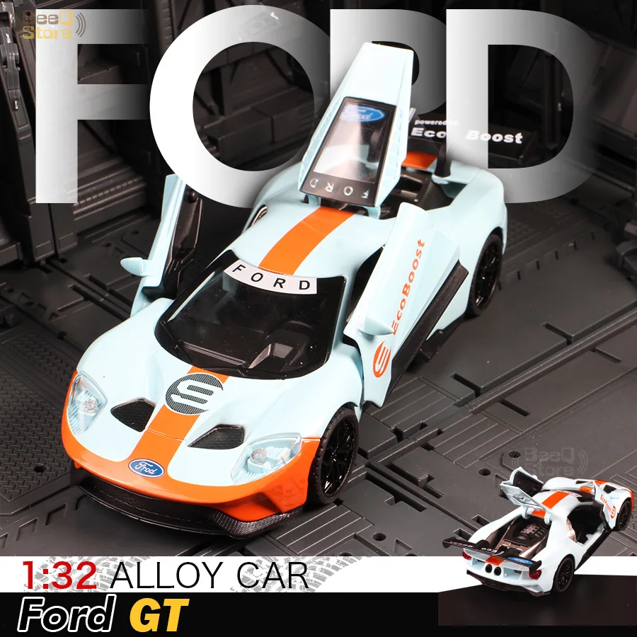 1:32 Ford GT Race Car Alloy Car Model Diecasts & Toy Vehicles 1/32 Car Model with Light & Sound Car Toys for Children