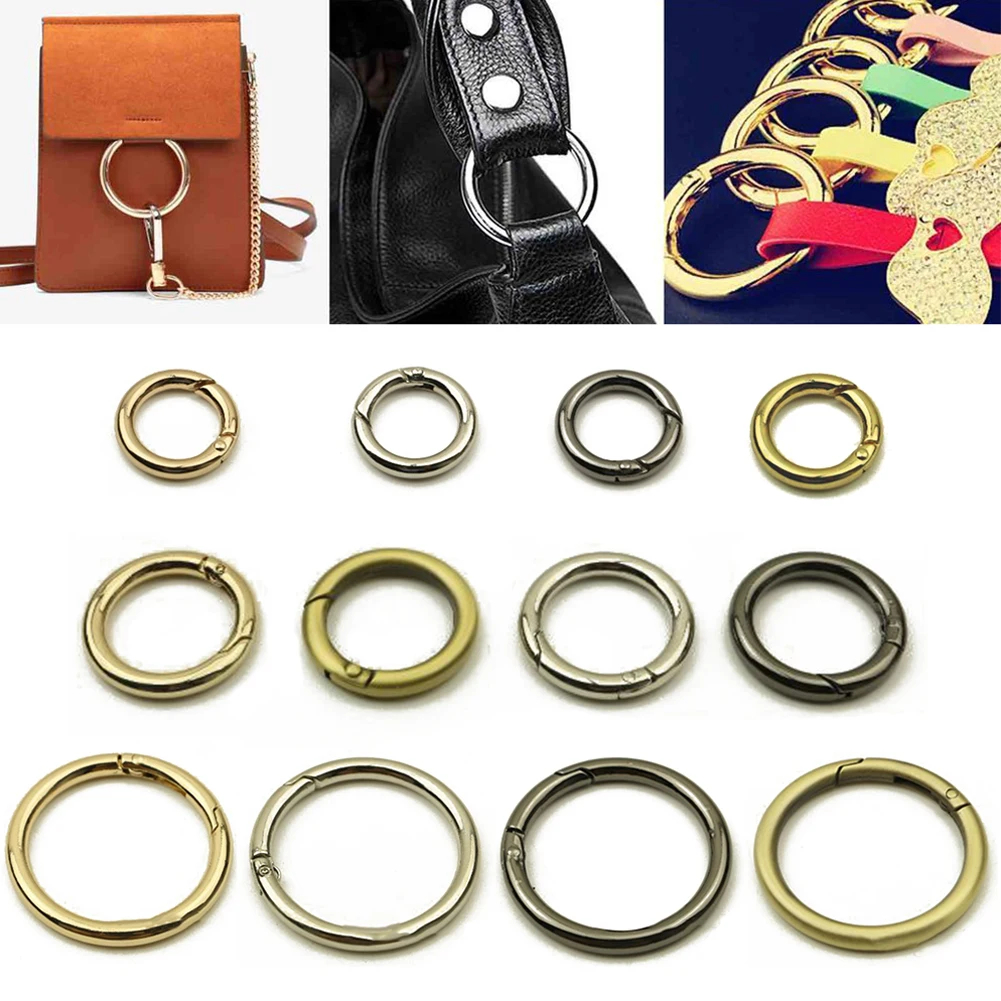 

Metal Spring Gate O Ring Openable Keyring Leather Bag Strap Outdoor Tools EDC Buckles Clips Carabiner Round Trigger Hooks