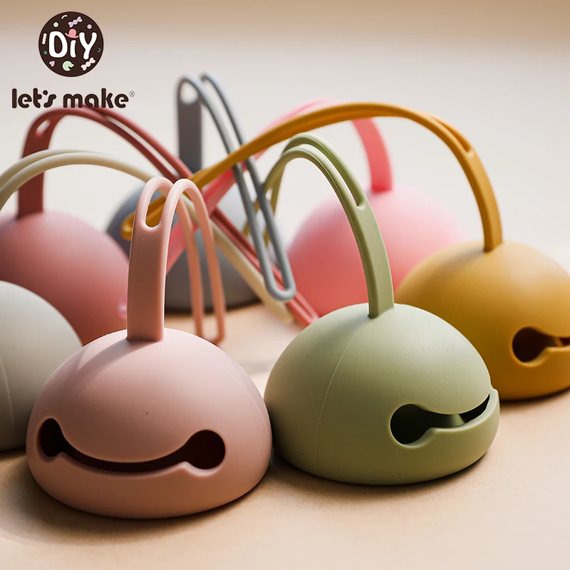 

let's make food Silicone Pacifier Holder Easy to Clean Soother Container Box Travel Storage Nipple Container Baby Stuff