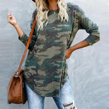 

Women Camouflage Military Camo T-Shirt Casual Long Sleeve Shirt Ladies Prints O Neck Autumn Tops Tee Female