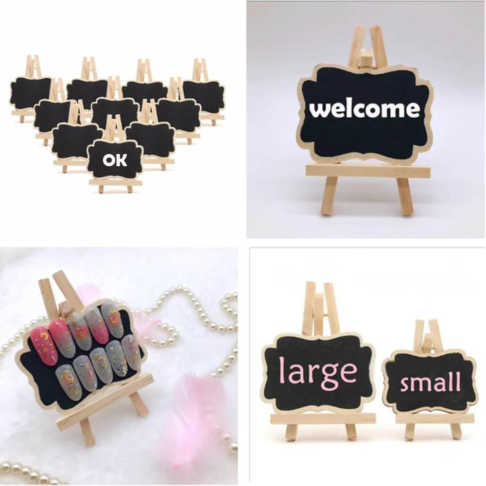 

Mini Wooden Blackboard DIY Drawing Board Message Notice Chalkboard Cute Desktop Office Accessories Price Table Desk Gadget 5 Pcs