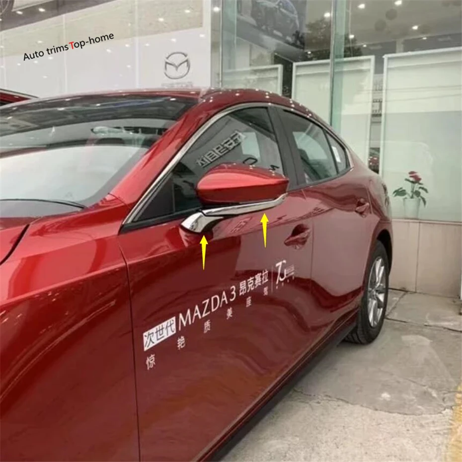 Yimaautotrim хромированные зеркала заднего вида для автомобиля, накладка, Полоска, наклейка, подходит для Mazda 3 ABS, хромированный стиль