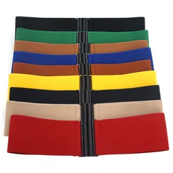 1Pc 7.5*68cm Women Elastic Double Buckle Belt Cummerbunds Colored Corn Grain Decoration Dress Female Fashion Corset Wide Belts