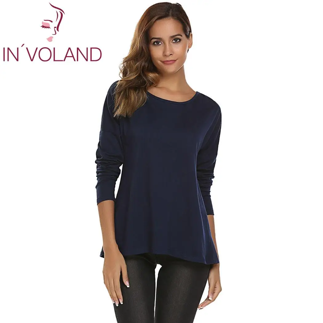 Женская Повседневная Весенняя футболка с круглым вырезом и длинным рукавом