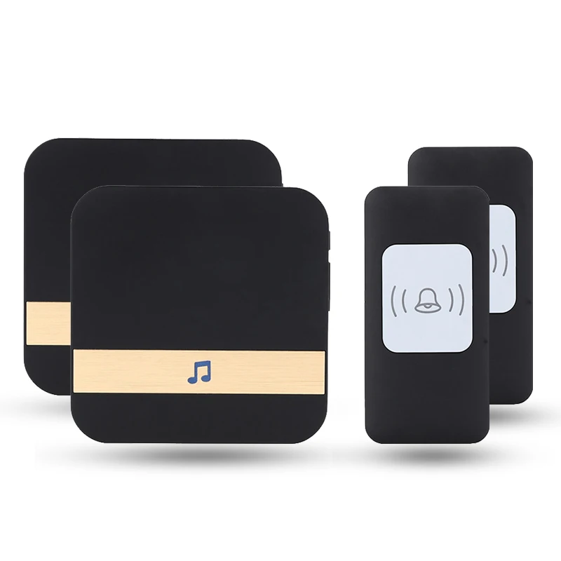 CACAZI-timbre inalámbrico a prueba de agua, luz LED remota de 300m, receptor de botón de batería, timbre inalámbrico de 52 campanas, 4 campanas de volumen