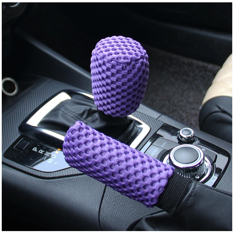 Универсальный ручной тормоз чехол для рычага переключения передач для стояночного тормоза крышка рукава анти-скольжения 2 шт./компл. рукоятки ручного тормоза для автомобиля авто-Стайлинг - Название цвета: C4 purple