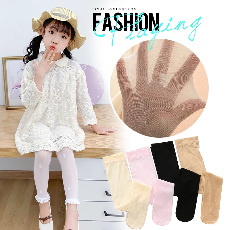 Girls Pants Summer Ultra thin Transparent Rabbit Pantyhose Ankle-length