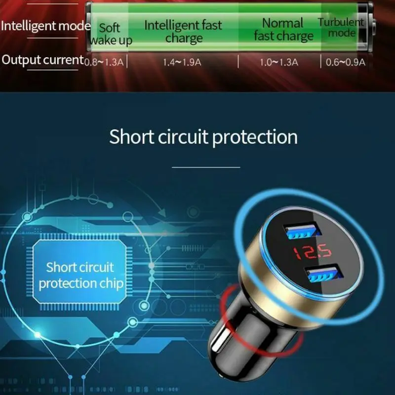 DC12V-24V 1 шт. Смарт порт зарядное устройство 3.1A двойной Переходник USB для зарядки в машине силовой привод 2 порта ЖК-дисплей