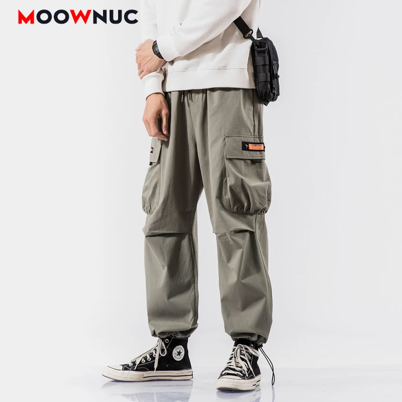 

Overalls Men 2020 Spring Safari style Sweatpants Trousers Fashion Casual Ankle-Length Cotton Autumn Cargo Pants Packets MOOWNUC