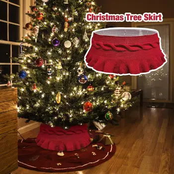 

Christmas tree decor red Christmas Tree Skirt Thick Knitted For Decorations Christmas Tree Decor High Quality