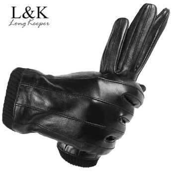 

Fashion Men's Luxurious Genuine Leather Gloves Touch Screen Sheepskin Mittens Winter Driving Warm Cashmere Luvas High Quality