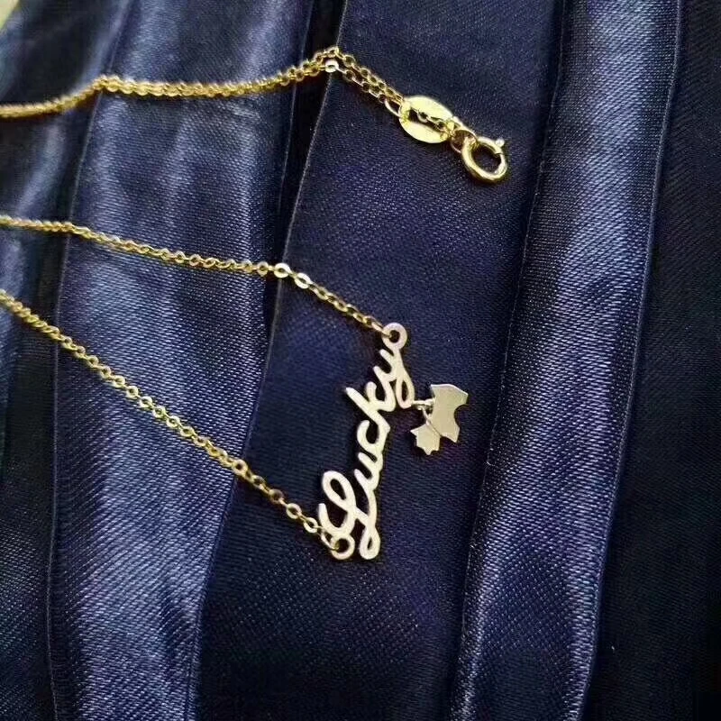 VOJEFEN "Lucky" ожерелье персонализированное первоначальное ожерелье s в 18k золото Высокая мода счастливый кулон