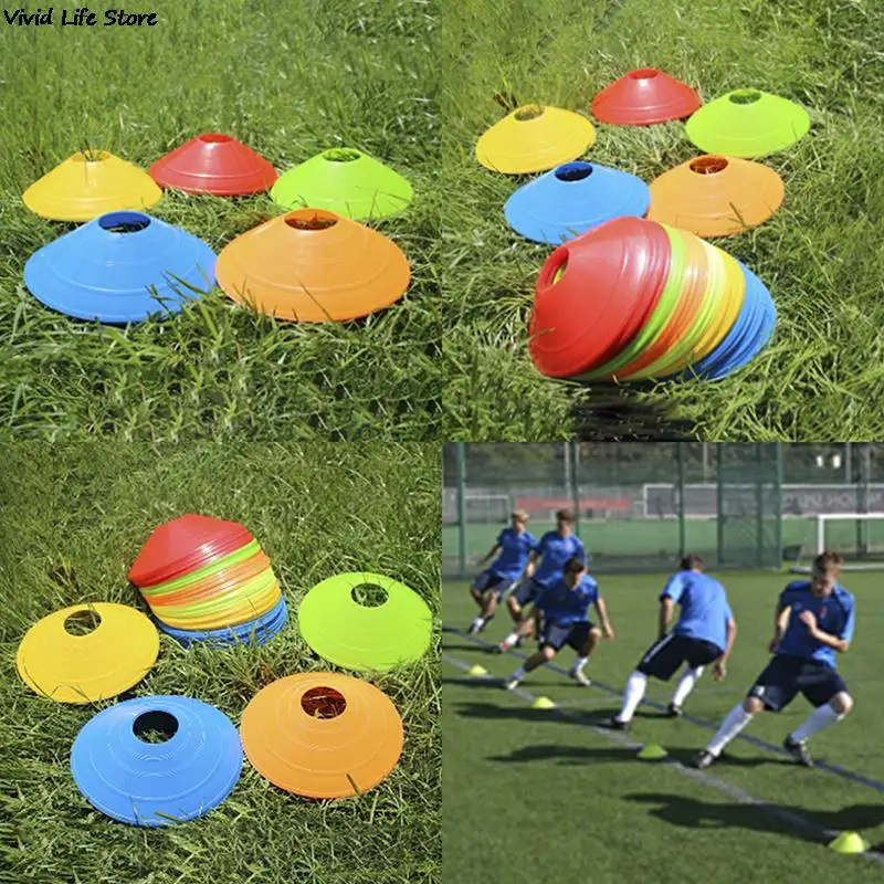 10pcs/set Soccer Training Sign Dish Pressure Resistant Cones Marker Discs Marker Bucket PVC Sports Accessories
